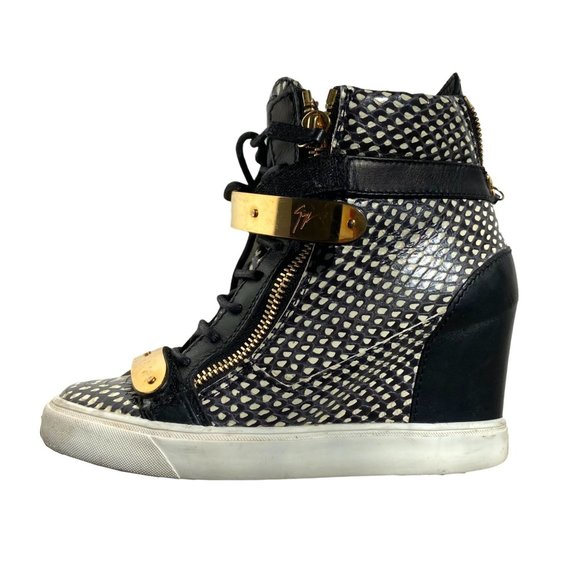 Giuseppe Zanotti Animal Snake Print High Top Leather Wedge Sneaker Size 39 - Picture 11 of 11